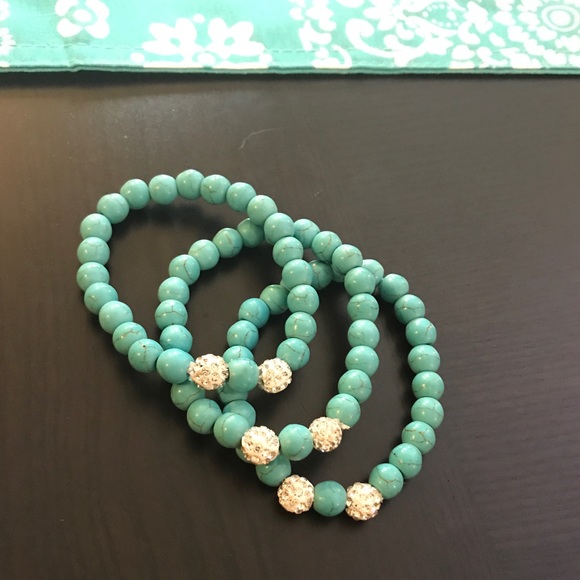 NEW💙💎BUNDLE OF 3!💎💙3 TURQUOISE BLING BRACELETS - Picture 6 of 16